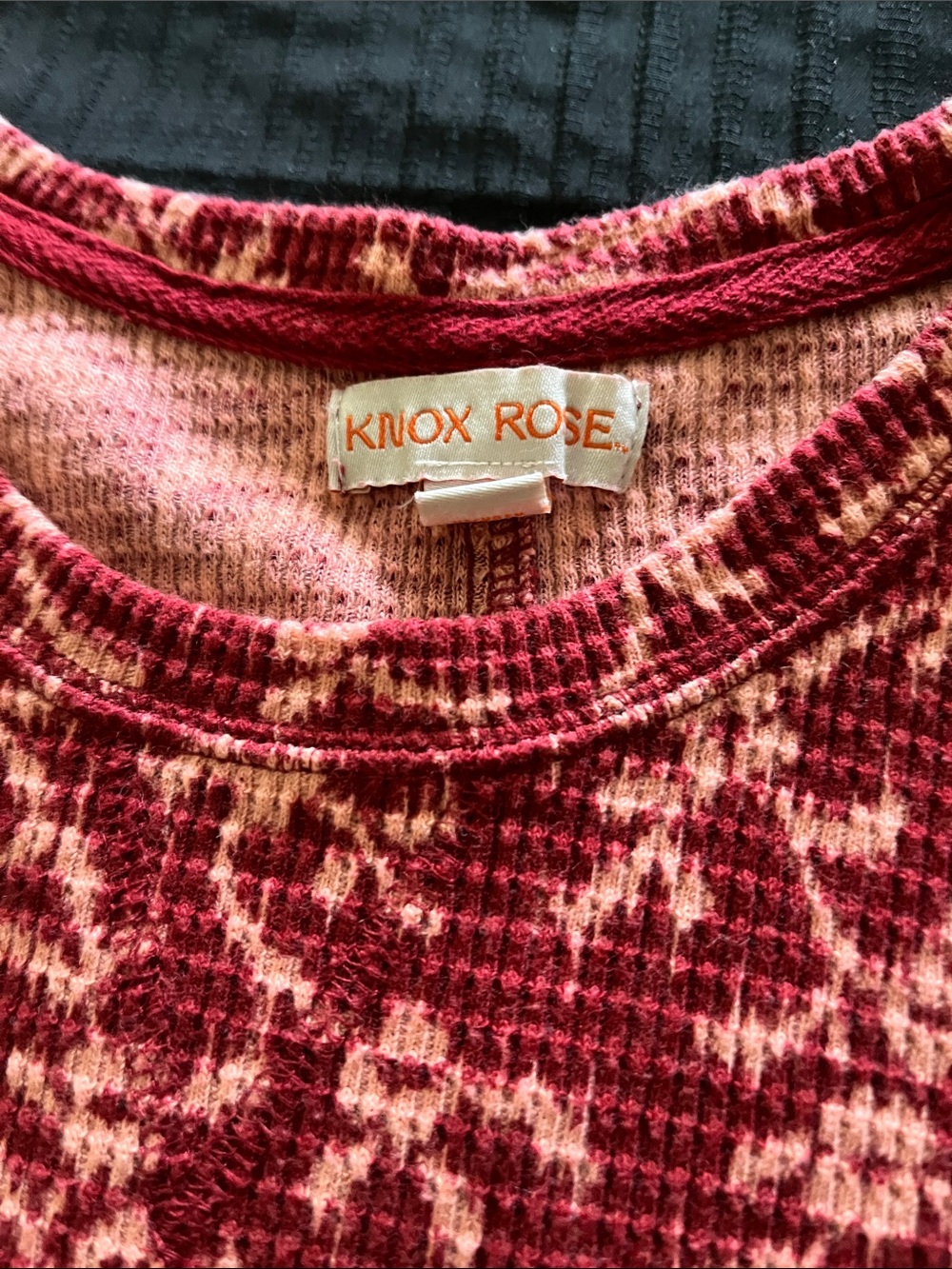 Knox Rose Raspberry Pink Patterned Waffle Knit Pullover - Picture 2 of 5